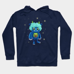 Friendly Blue Monster with Teddy Bear Hoodie